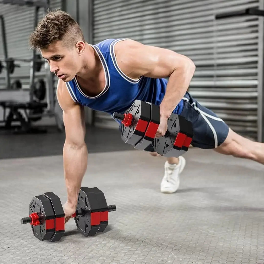 Adjustable Dumbbell To Barbell Fitness Set 44lbs
