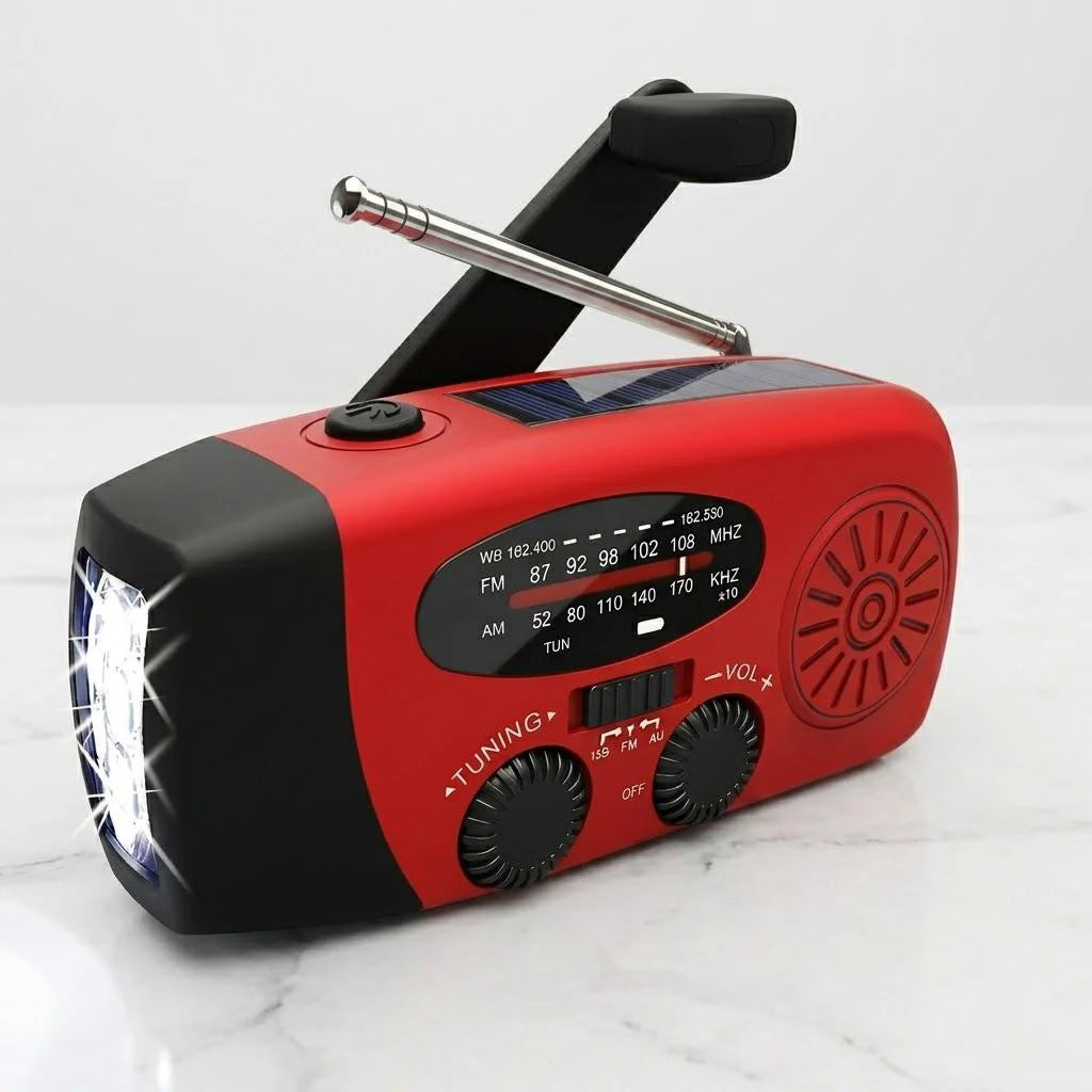 Solar Hand Crank Emergency Weather Radio With Flashlight