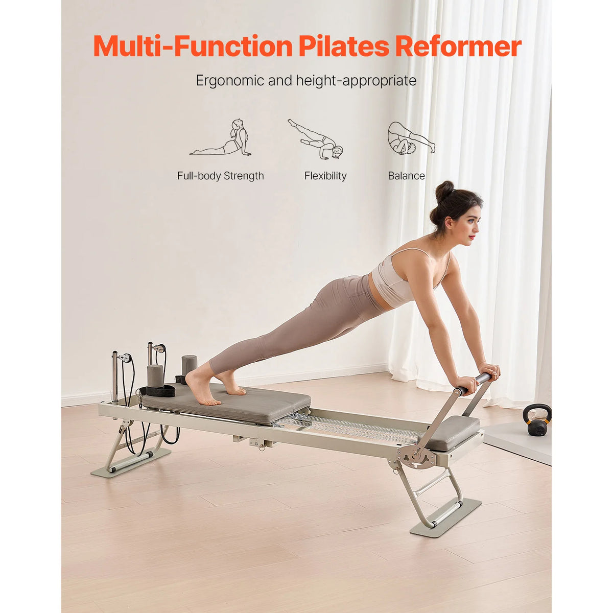 Foldable Pilates Reformer Machine for Home Workouts