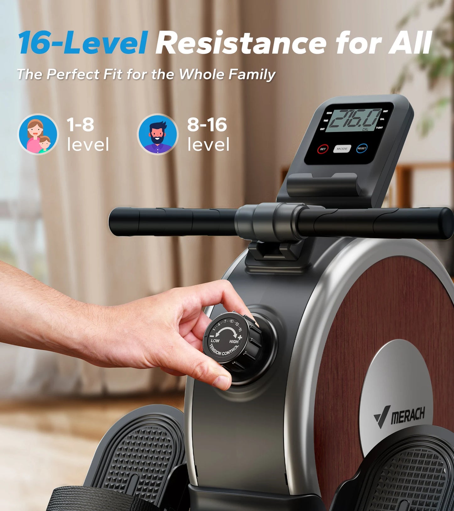 Merach Magnetic Rowing Machine 16 Levels Home Fitness