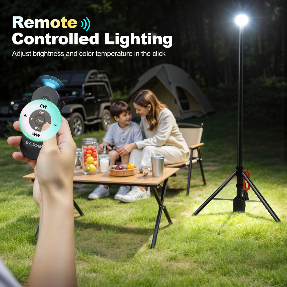 Remote Rechargeable LED Work Light Telescopic 3000LM