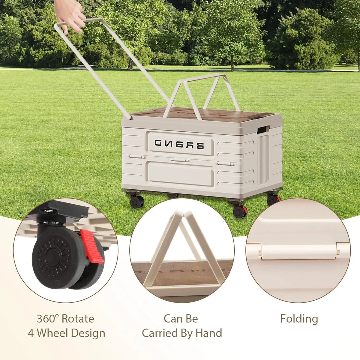 Heavy Duty Foldable Mobile Storage Cart 4 Silent 360 Wheels