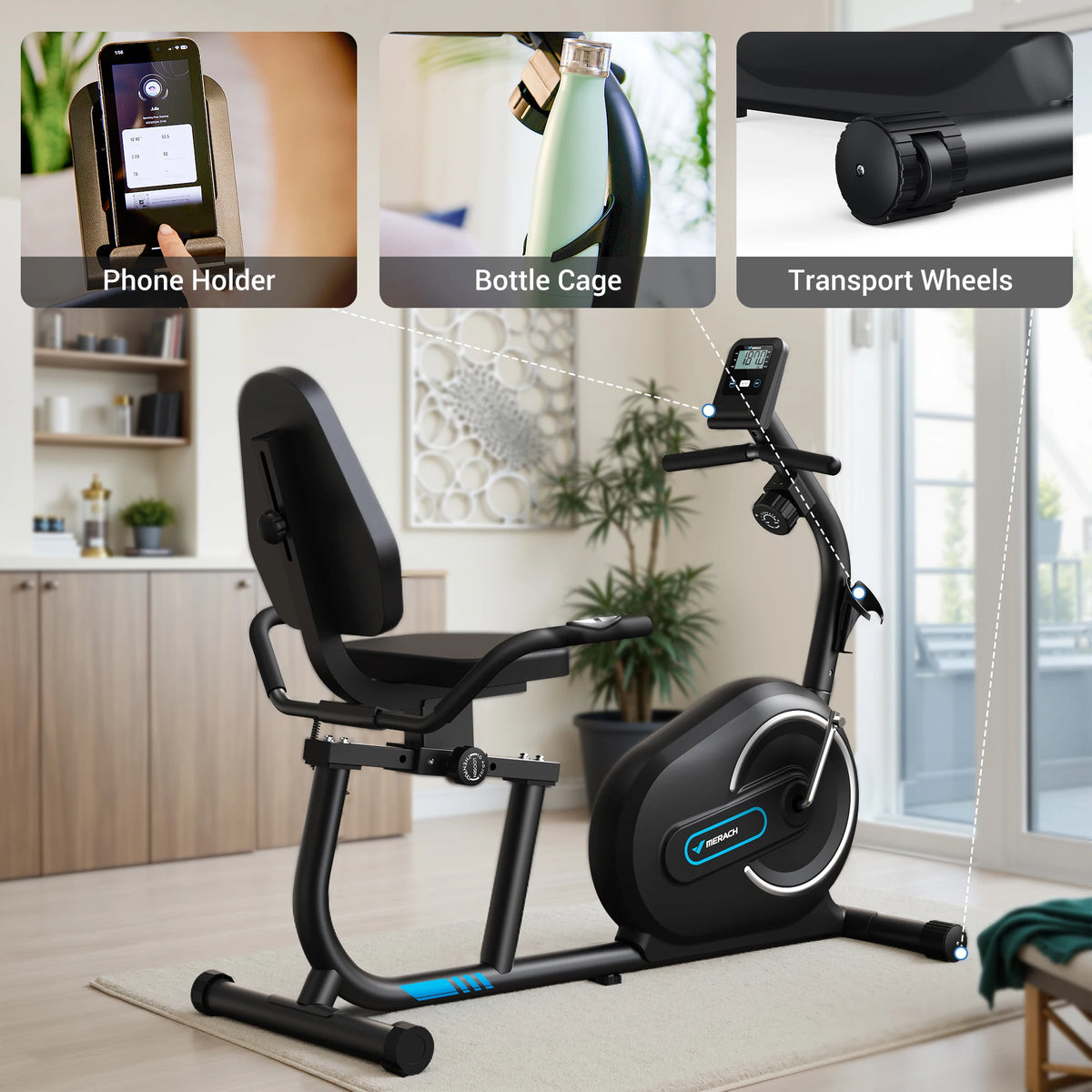 Merach Foldable Recumbent Exercise Bike