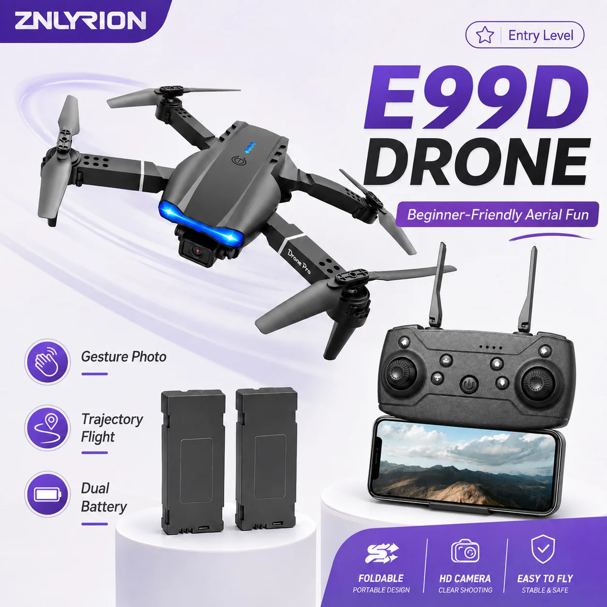 ZNLYRION Dual Camera FPV Drone With Optical Flow