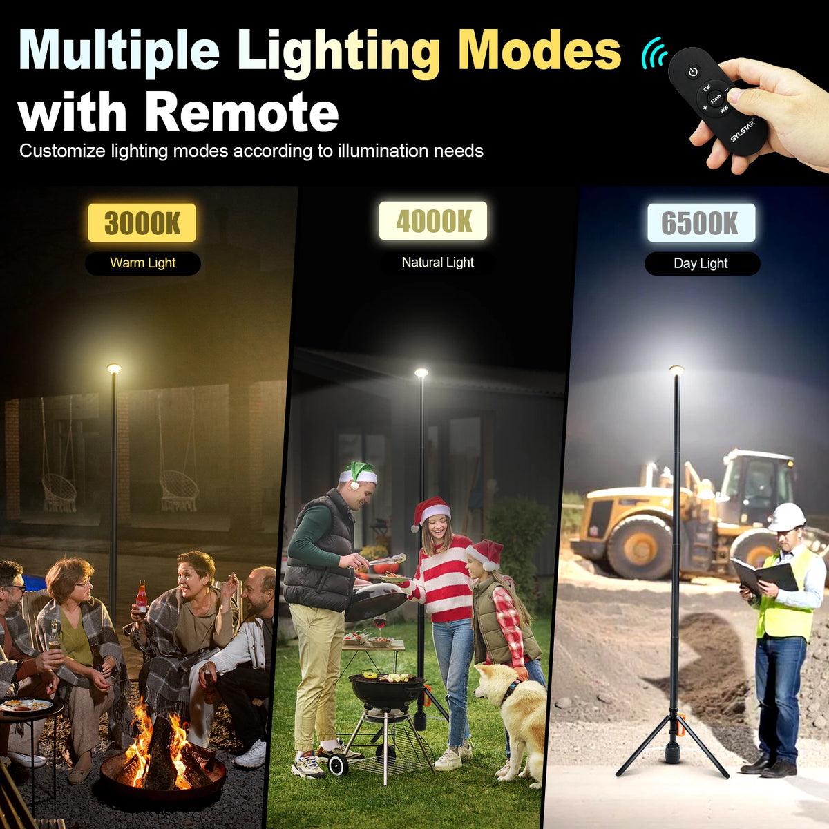 Remote Rechargeable LED Work Light Telescopic 3000LM