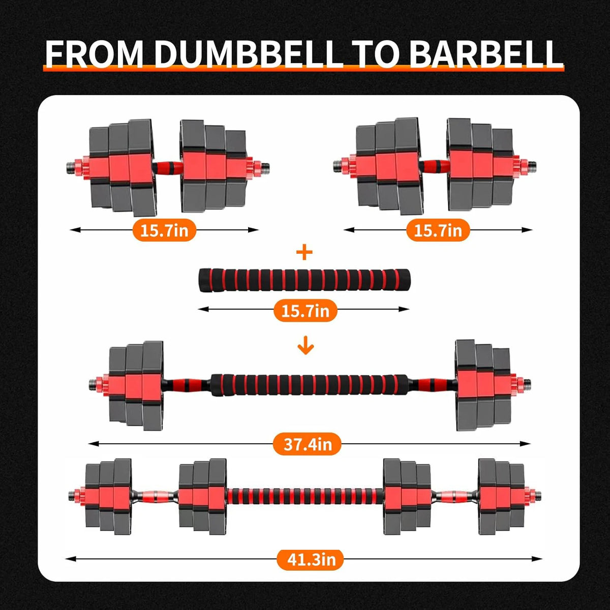 Adjustable Dumbbell To Barbell Fitness Set 44lbs
