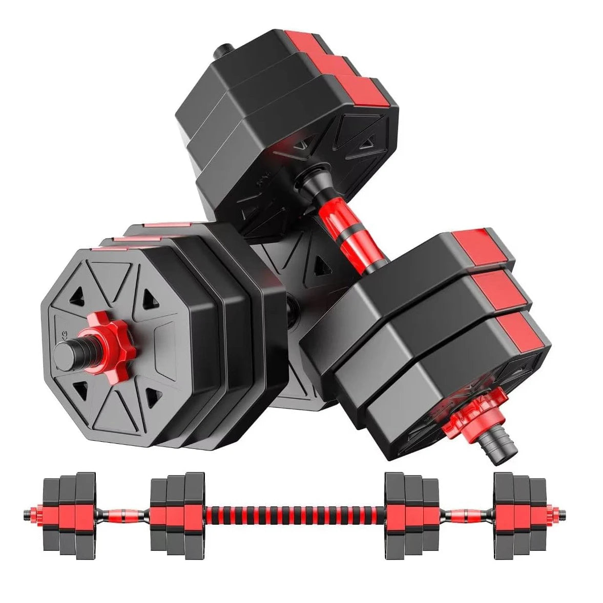 Adjustable Dumbbell To Barbell Fitness Set 44lbs