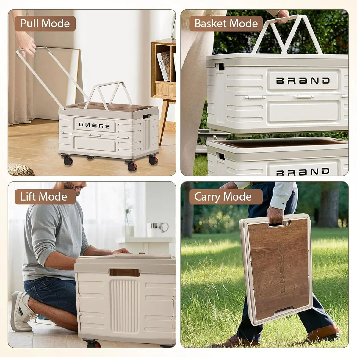 Heavy Duty Foldable Mobile Storage Cart 4 Silent 360 Wheels