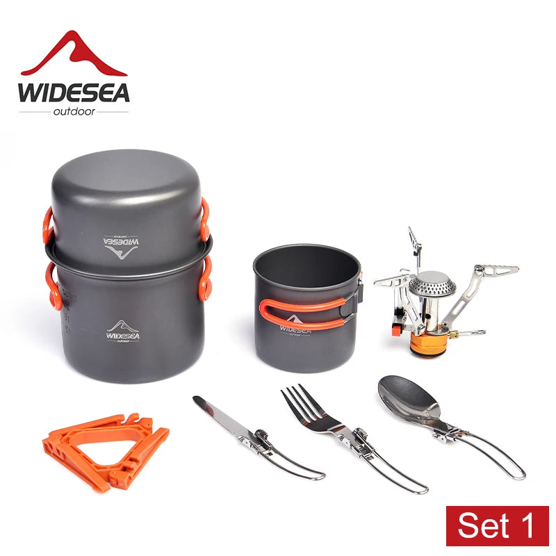Widesea Outdoor Camping Cookware Set Portable Aluminum Pot