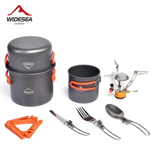Widesea Outdoor Camping Cookware Set Portable Aluminum Pot