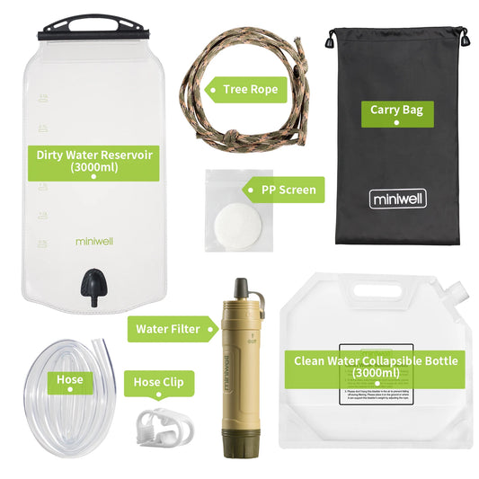 Miniwell Portable Water Filter Straw For Camping And Hiking