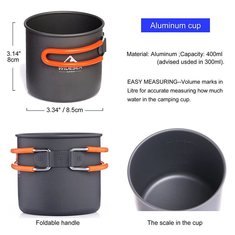 Widesea Outdoor Camping Cookware Set Portable Aluminum Pot