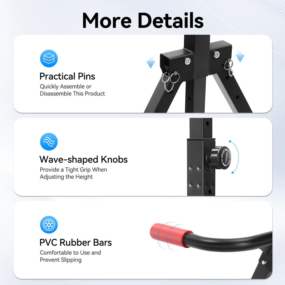 Height Adjustable Power Tower Pull Up Dip Bar Home Gym
