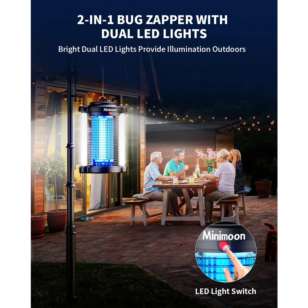 Minimoon Outdoor Bug Zapper Dual LED Electric Insect Trap