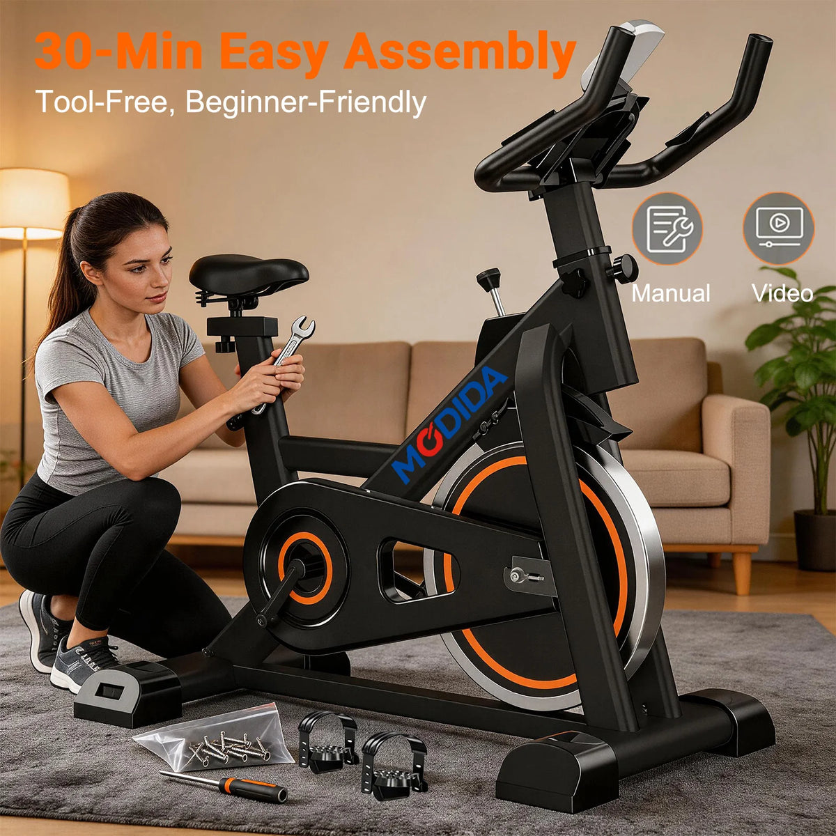 Magnetic Indoor Spin Bike With Bluetooth Speaker