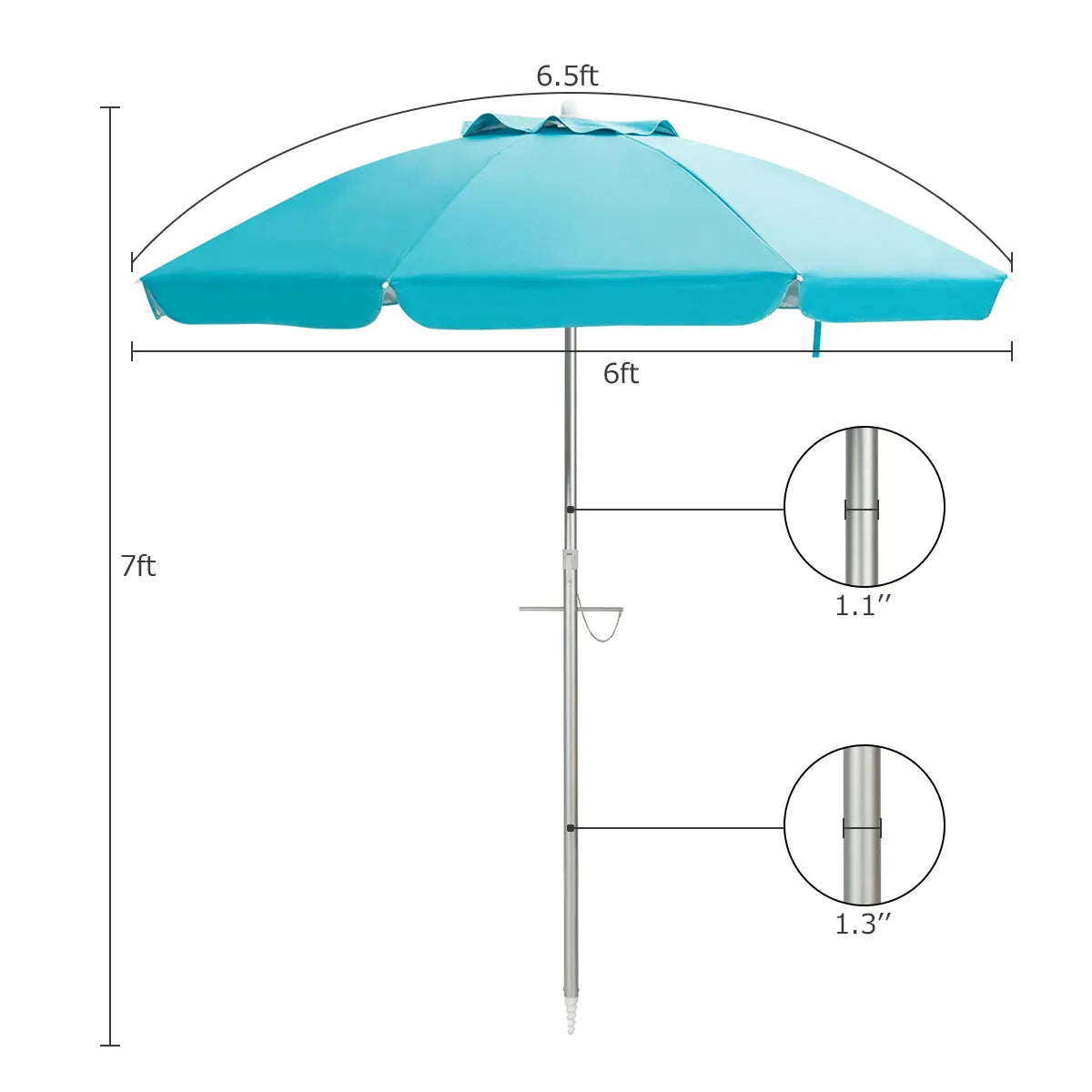 Homasis Aluminum Patio Beach Umbrella With Carry Bag