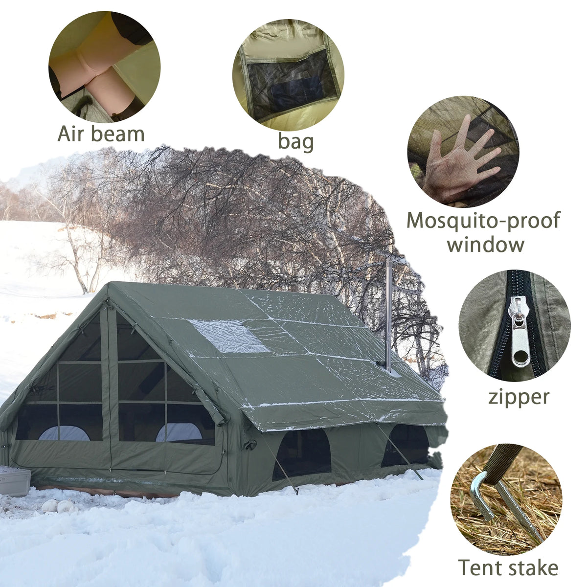 Pakicetus Inflatable Glamping Tent Weatherproof Family Tent
