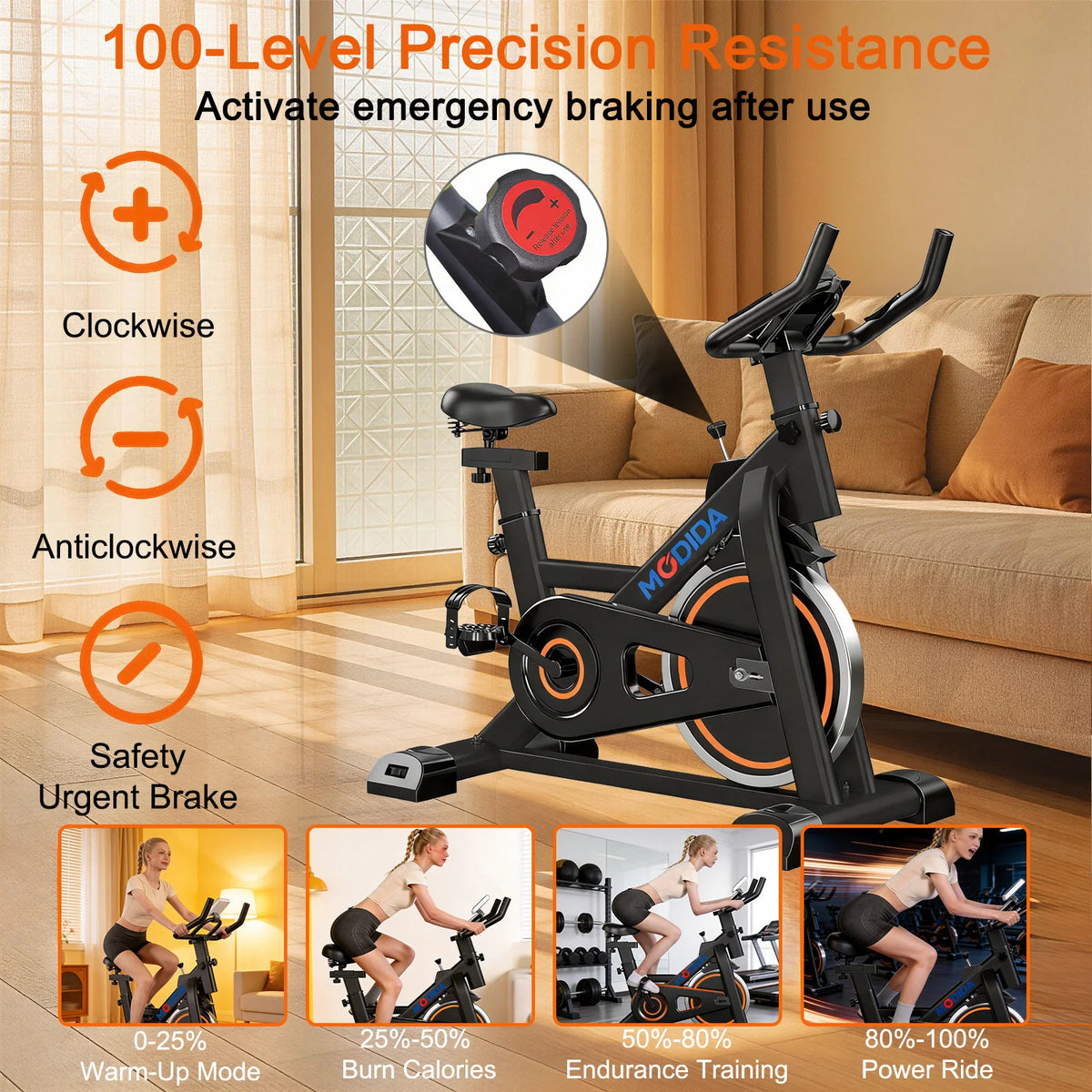 Magnetic Indoor Spin Bike With Bluetooth Speaker