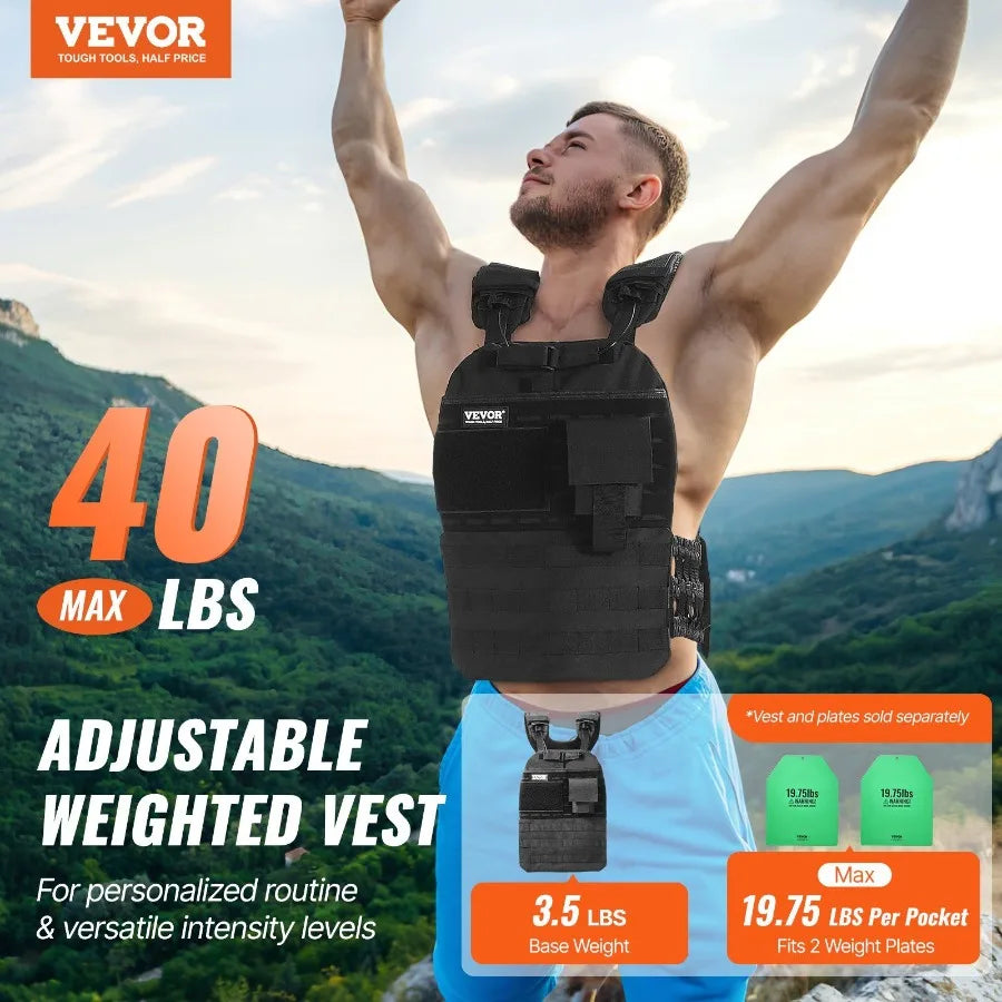 40Lb Adjustable Weighted Vest For Men And Women Workout