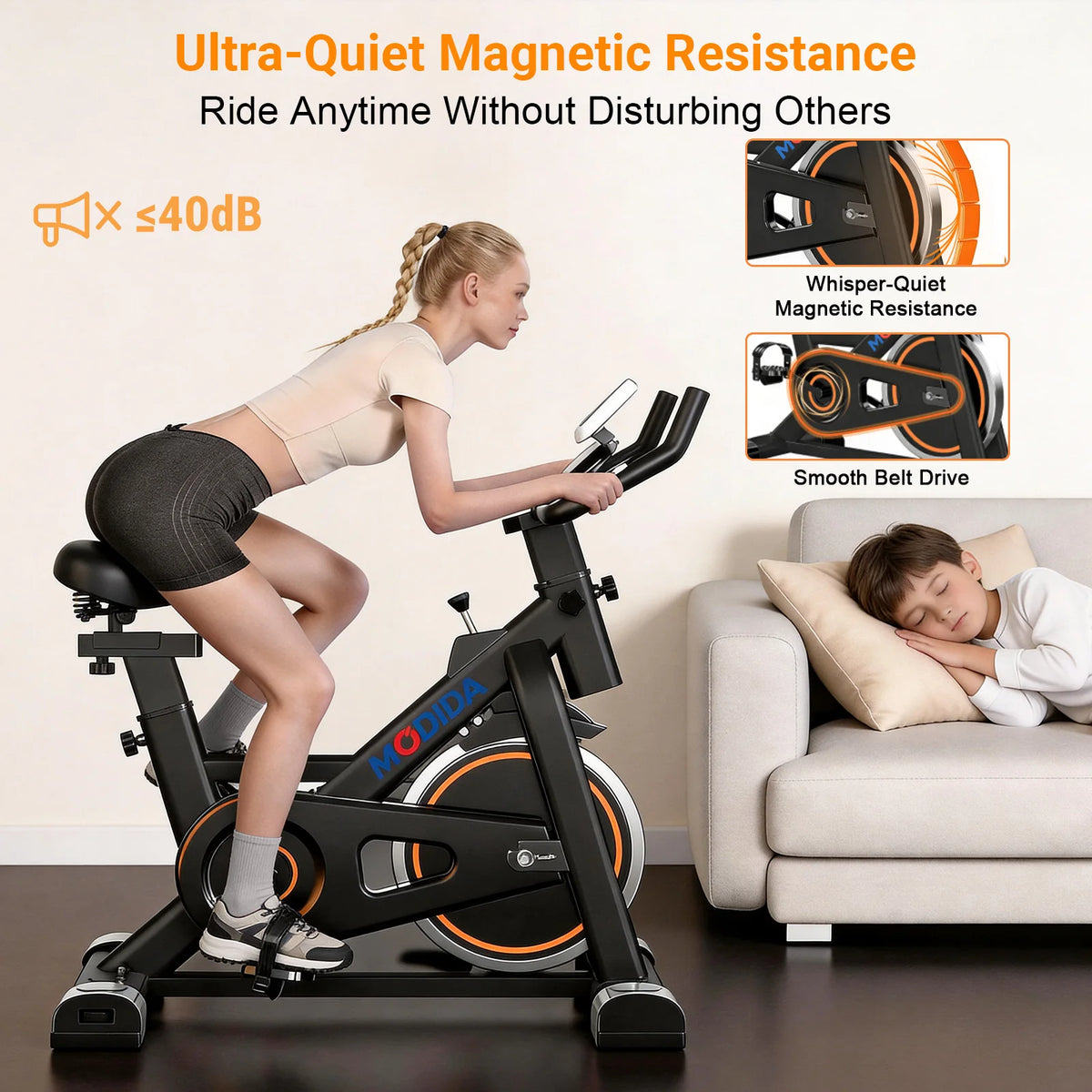 Magnetic Indoor Spin Bike With Bluetooth Speaker