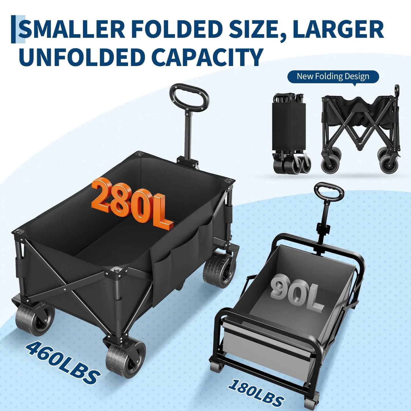 Acekool Heavy Duty Foldable All Terrain Wagon Cart
