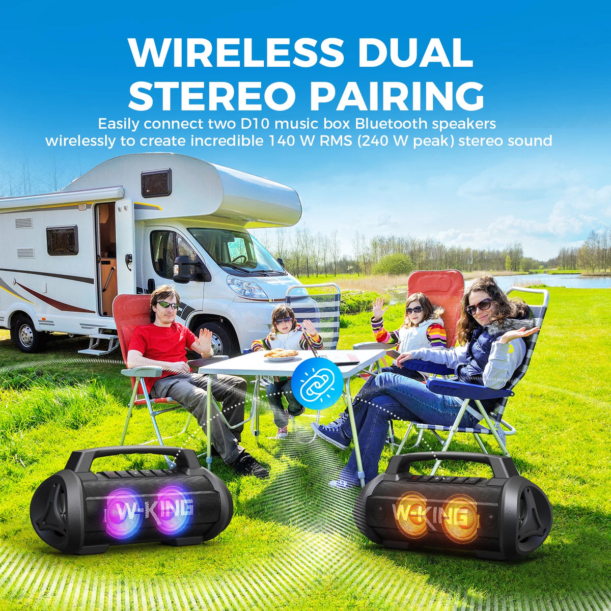 W-King 70W Bluetooth Portable Speaker Waterproof Subwoofer