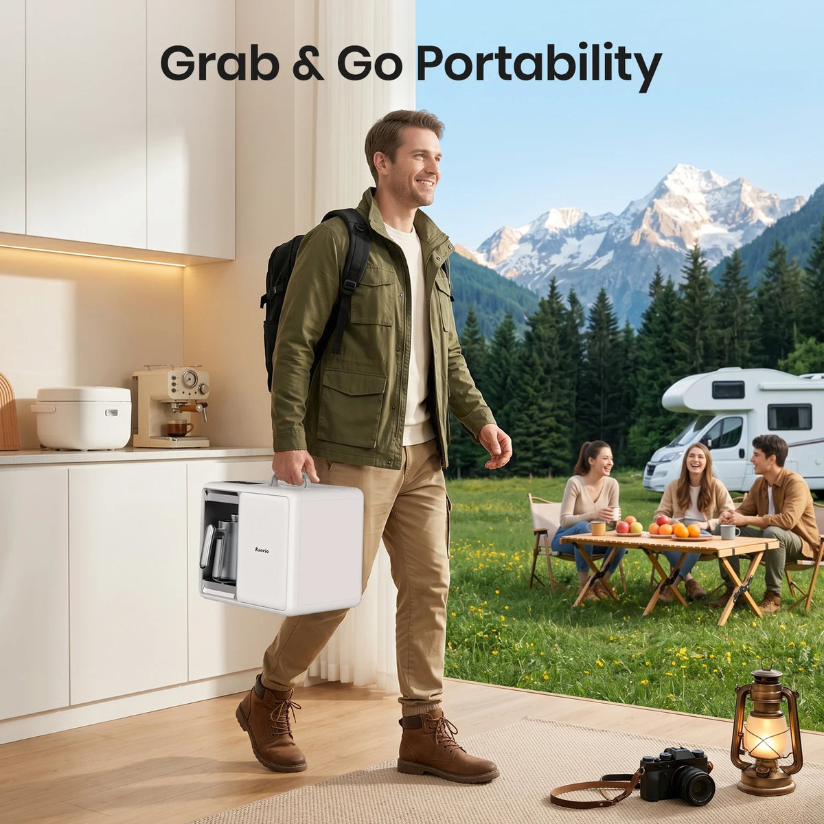 Countertop Reverse Osmosis Water Filter System with Detachable Kettle, Portable RO Purifier for Home & RV, Instant Hot Water