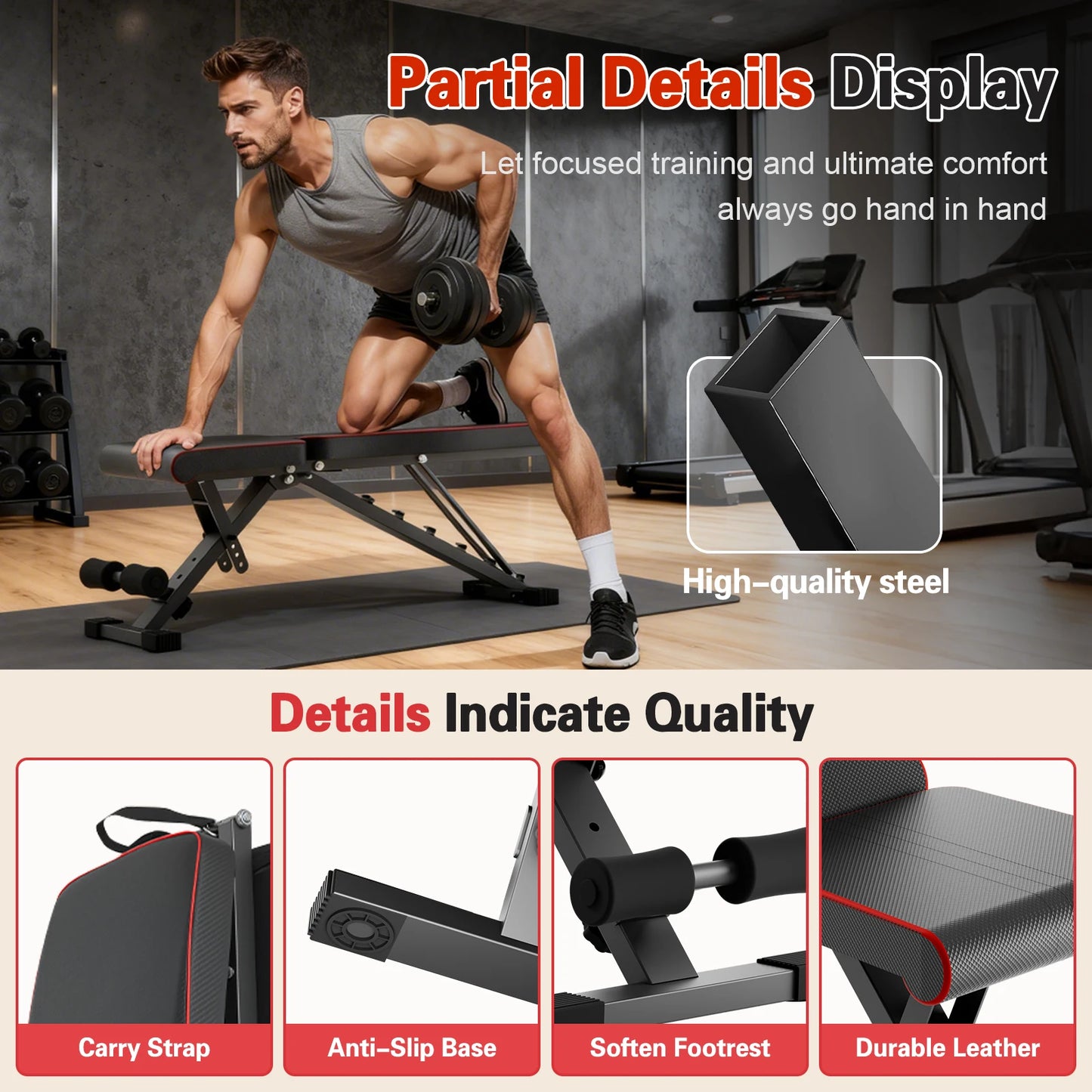 Multifunctional Adjustable Foldable Weight Bench