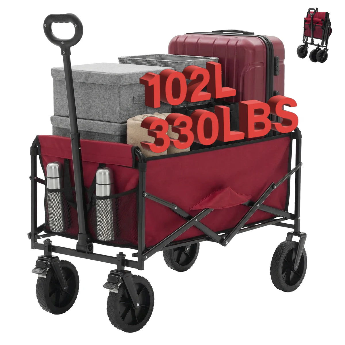 JHK Heavy Duty Folding Utility Wagon For Camping
