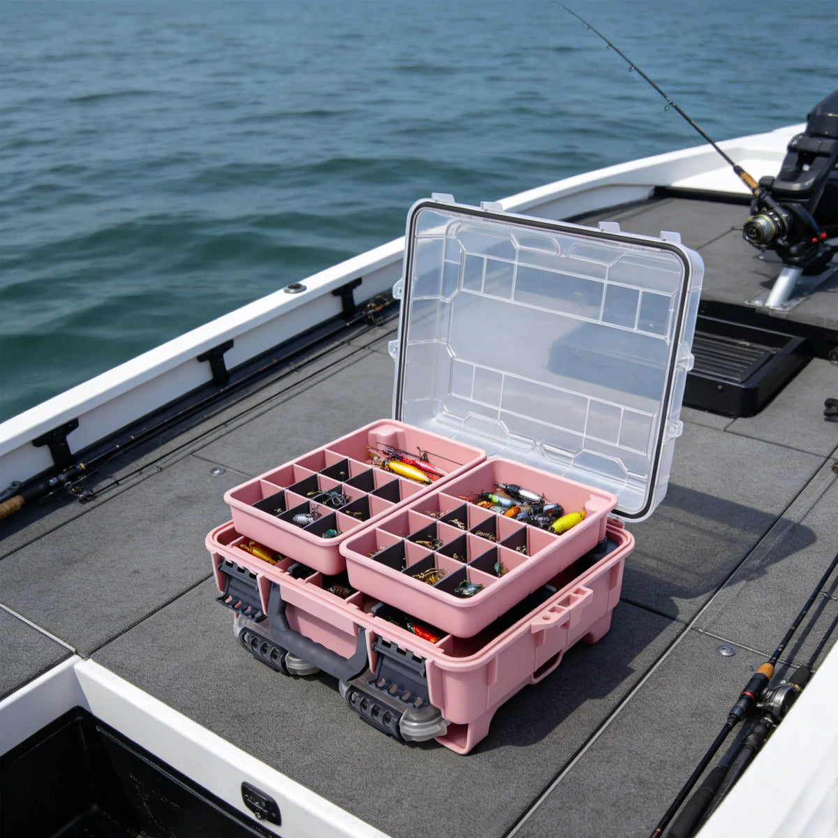 Fishing Tackle Box Multi Layer Organizer Removable Slots
