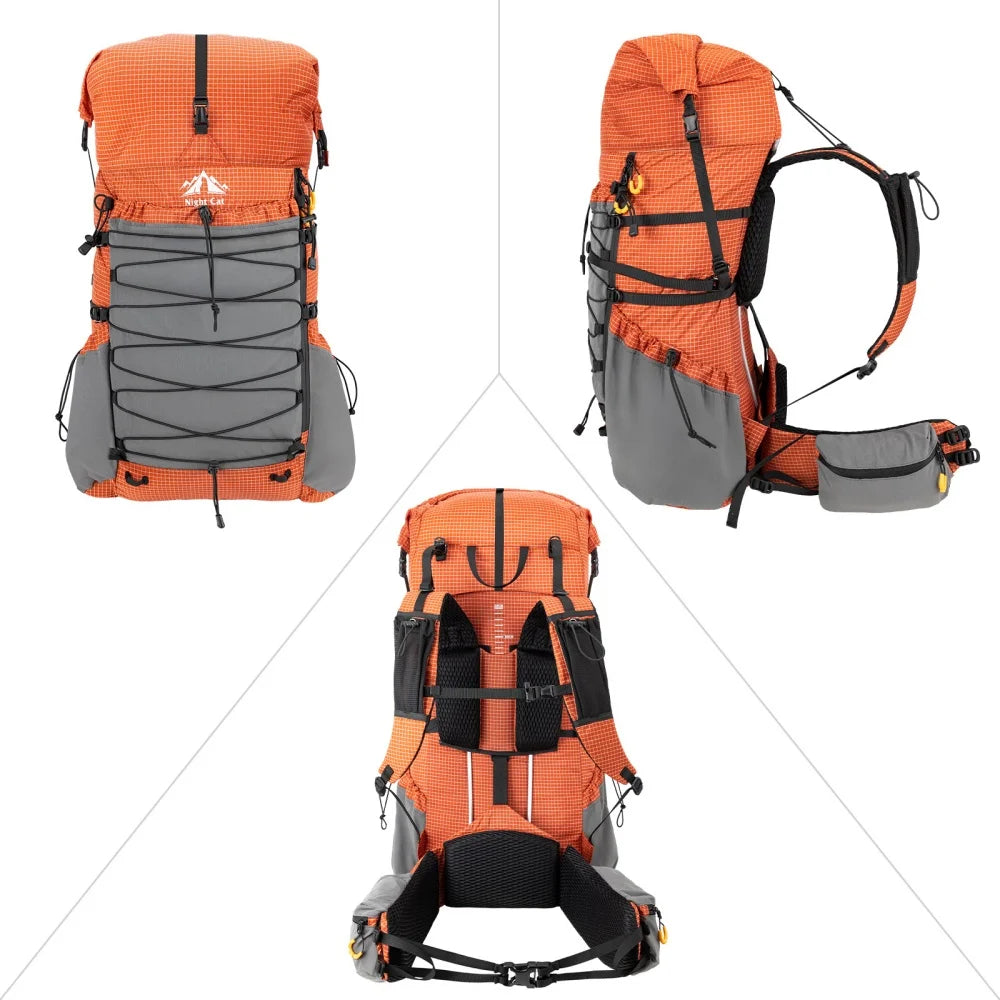 Night Cat Internal Frame Hiking Backpack With Rain Cover