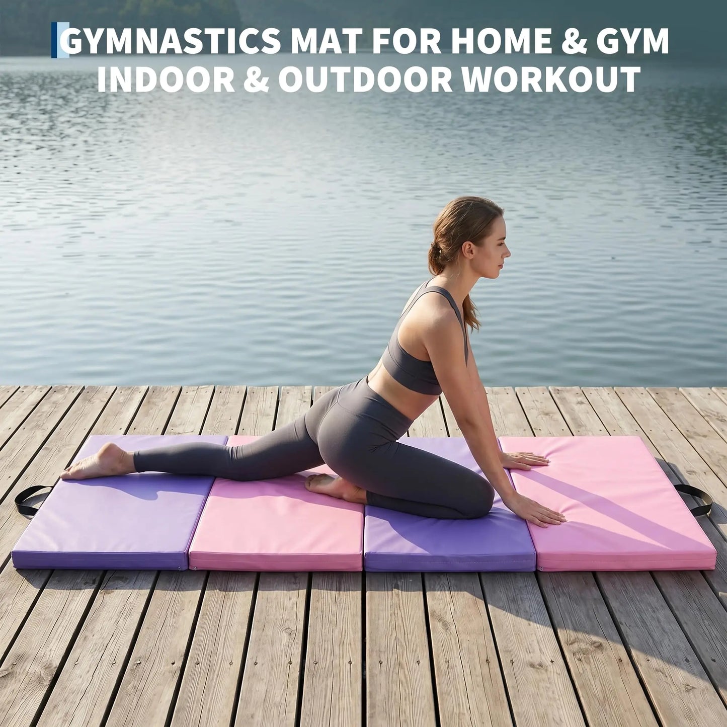 HiMISS Folding Gymnastics Mat For Home Gym Yoga Pilates