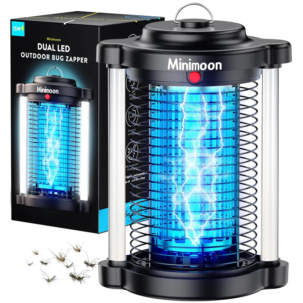 Minimoon Outdoor Bug Zapper Dual LED Electric Insect Trap