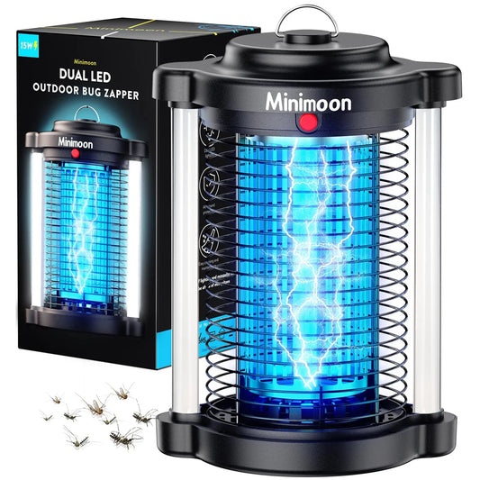Minimoon Outdoor Bug Zapper Dual LED Electric Insect Trap