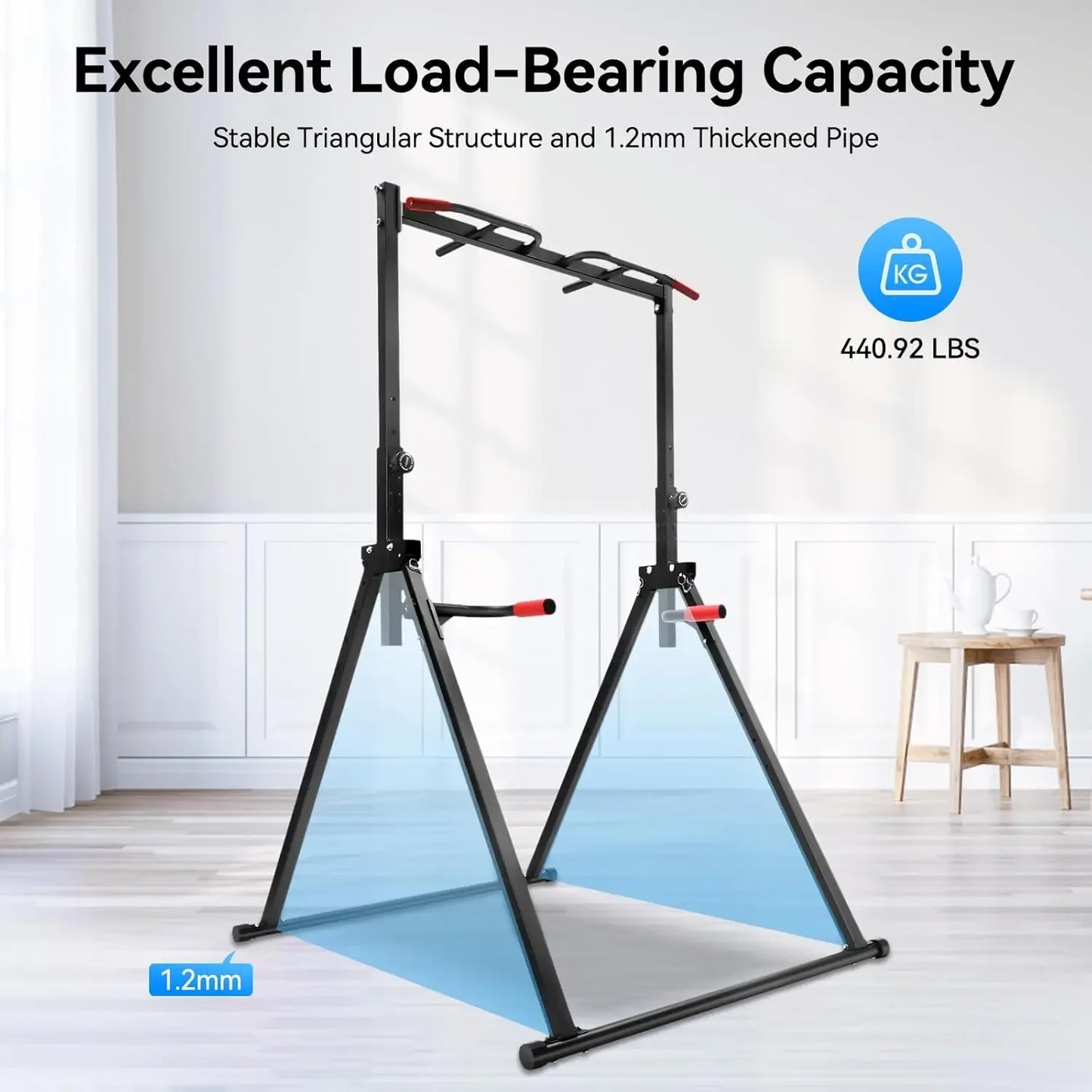 Height Adjustable Power Tower Pull Up Dip Bar Home Gym