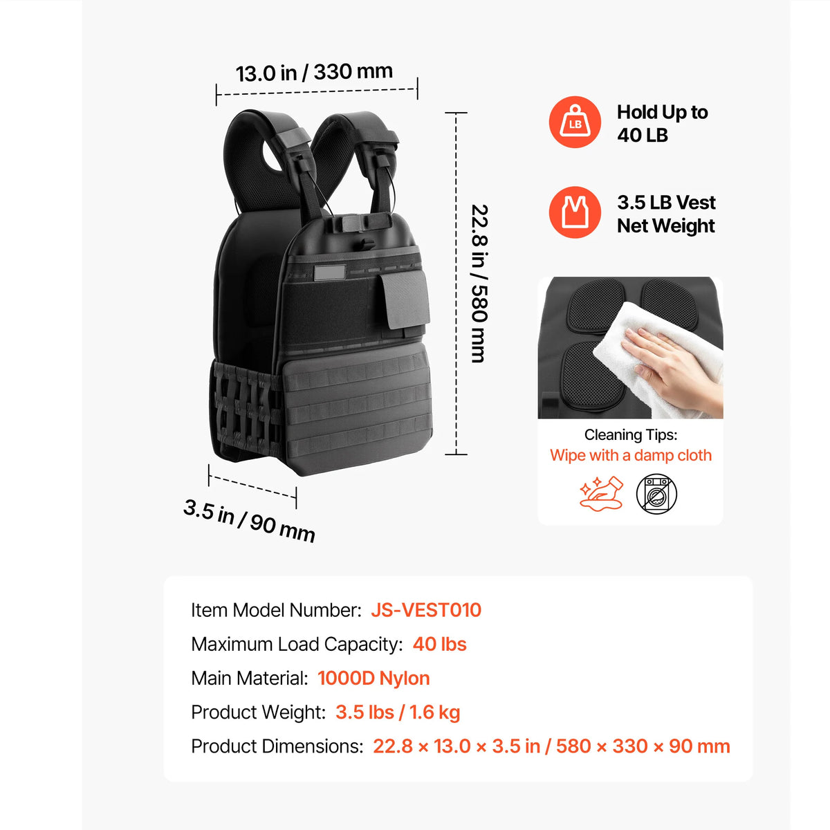Weighted Vest With Shoulder Pads And Reflective Stripe