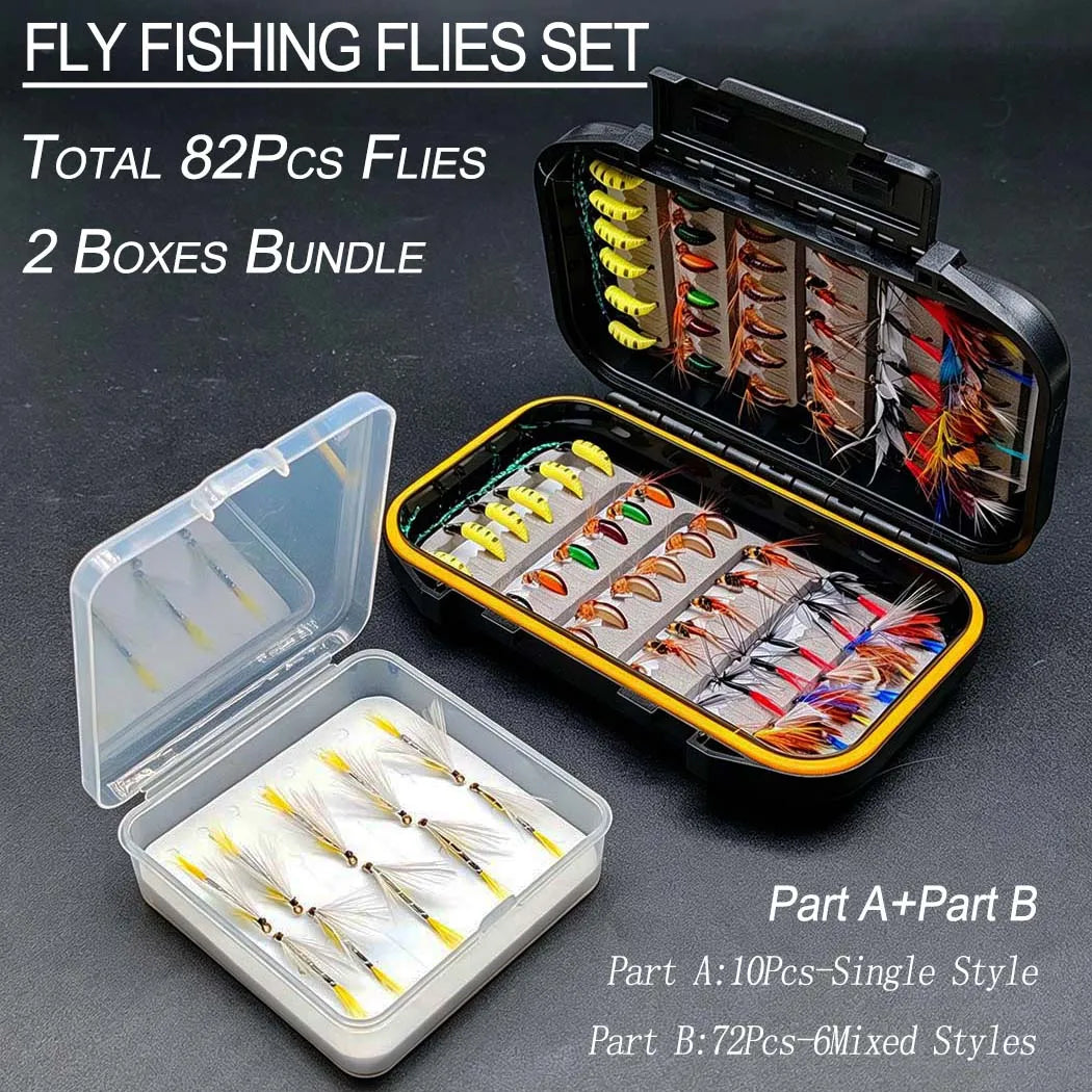 Fly Fishing Flies Assortment Kit With Storage Box
