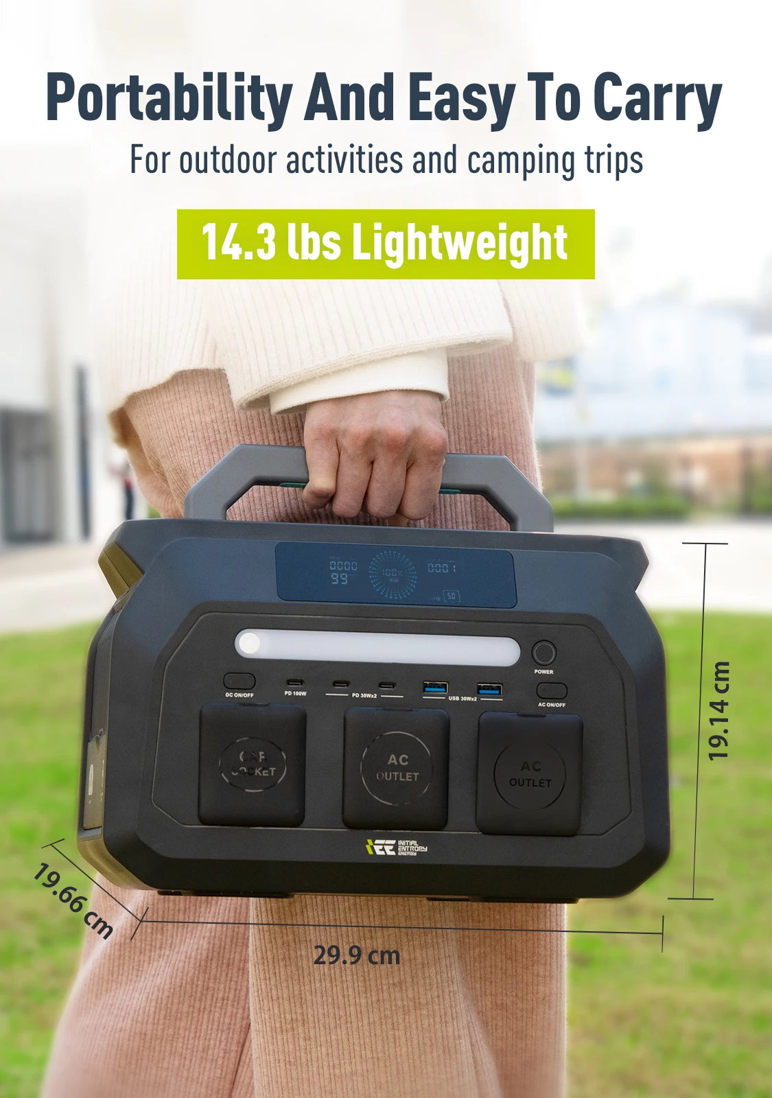IEE 800W Portable Power Station With 512Wh Battery