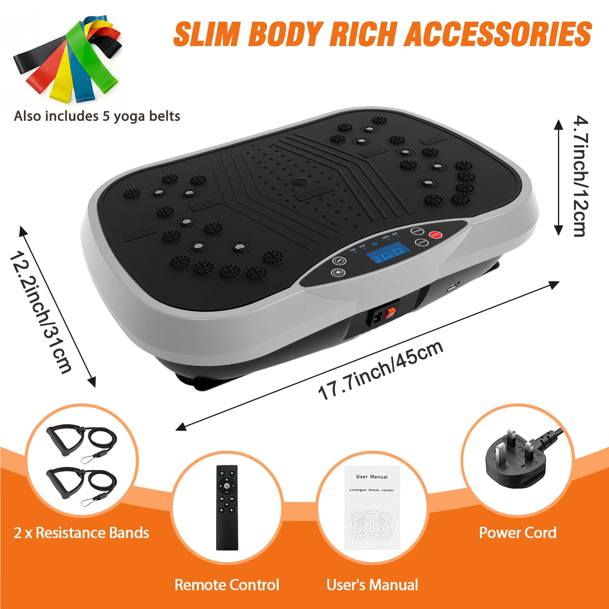 Portable Vibration Plate Exercise Machine With Bands