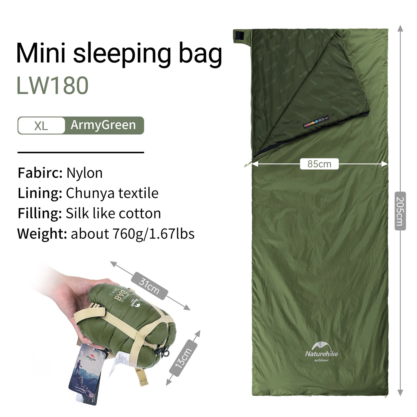 Naturehike Ultralight Sleeping Bag LW180 Envelope