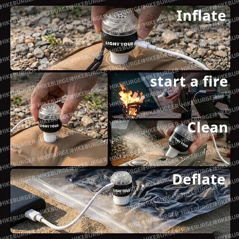 HIKEBURGER Camping Sleeping Pad Inflator and Deflator Pump