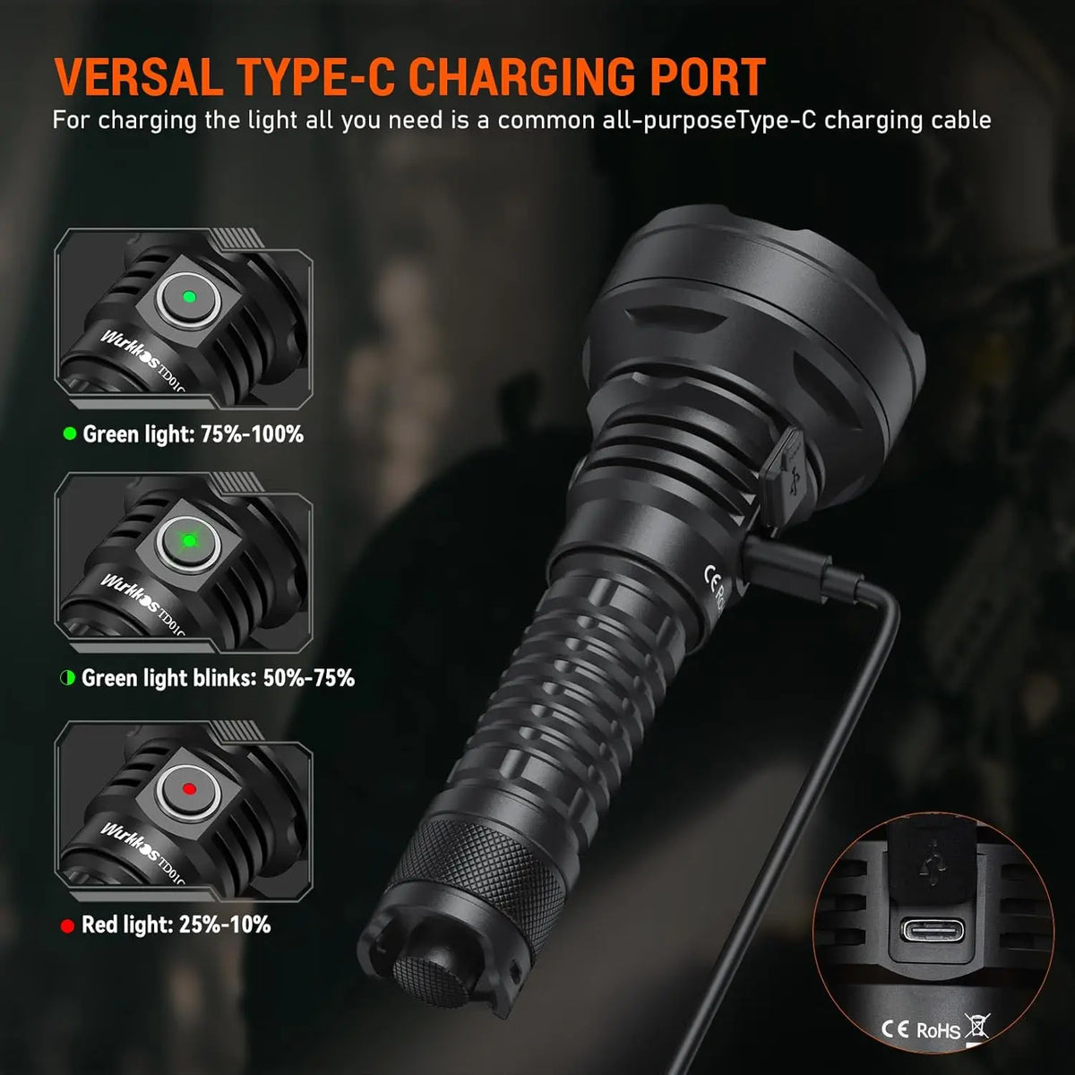 Wurkkos TD01C Rechargeable Tactical Flashlight