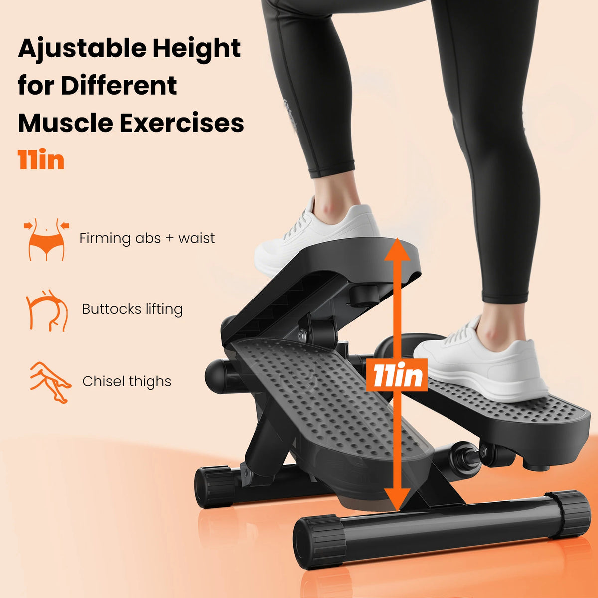 Home Mini Stepper With Resistance Bands And LCD Monitor