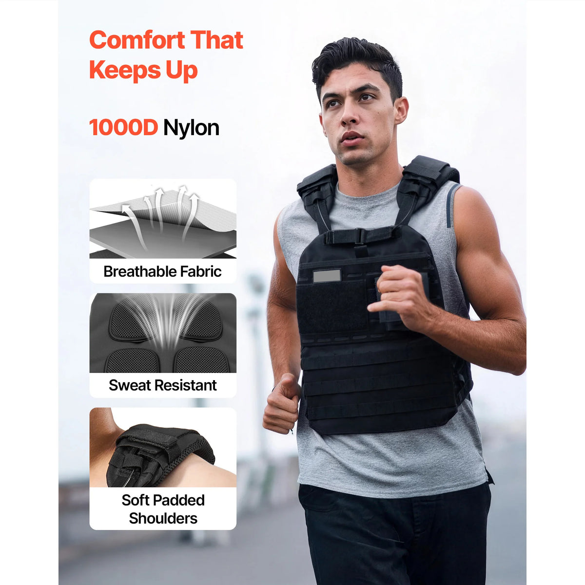 Weighted Vest With Shoulder Pads And Reflective Stripe