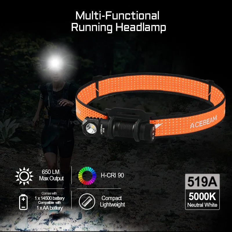 ACEBEAM H16 Super Lightweight Headlamp LED Flashlight