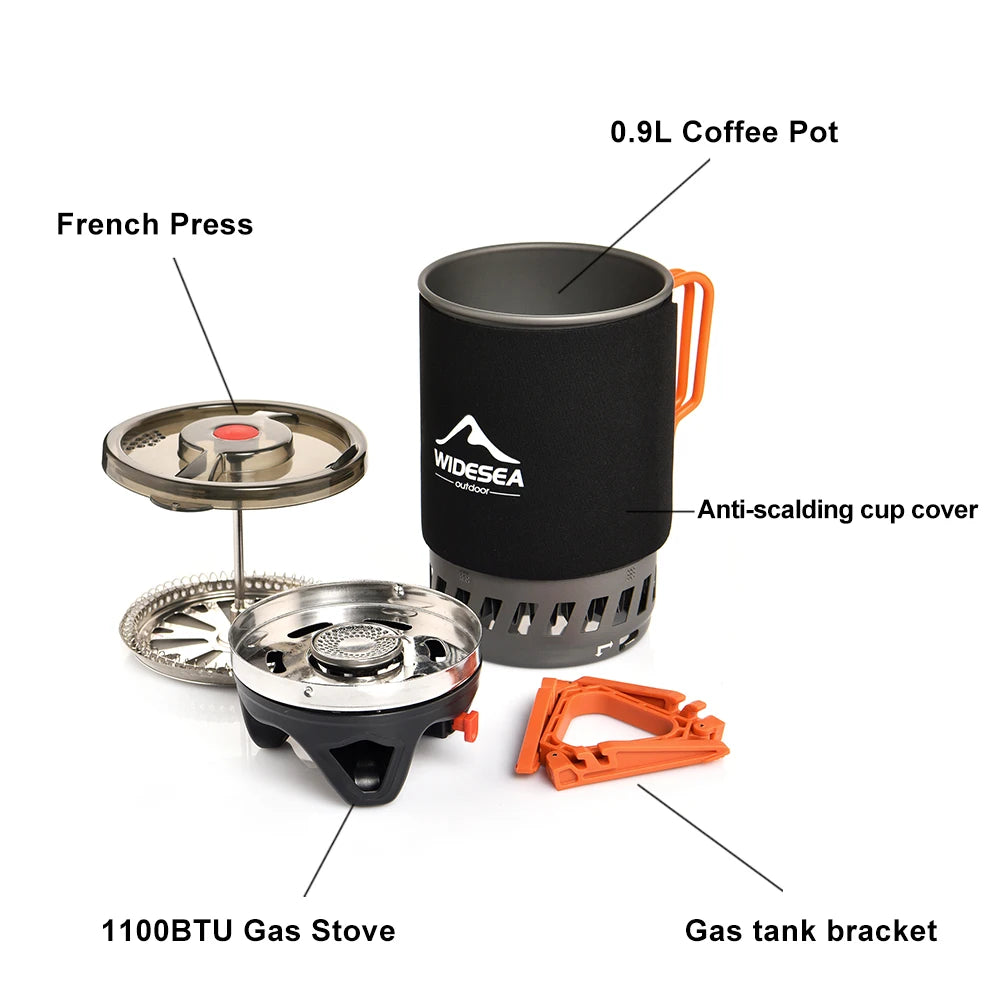 Widesea Portable Camping Gas Stove With Heat Exchanger Set