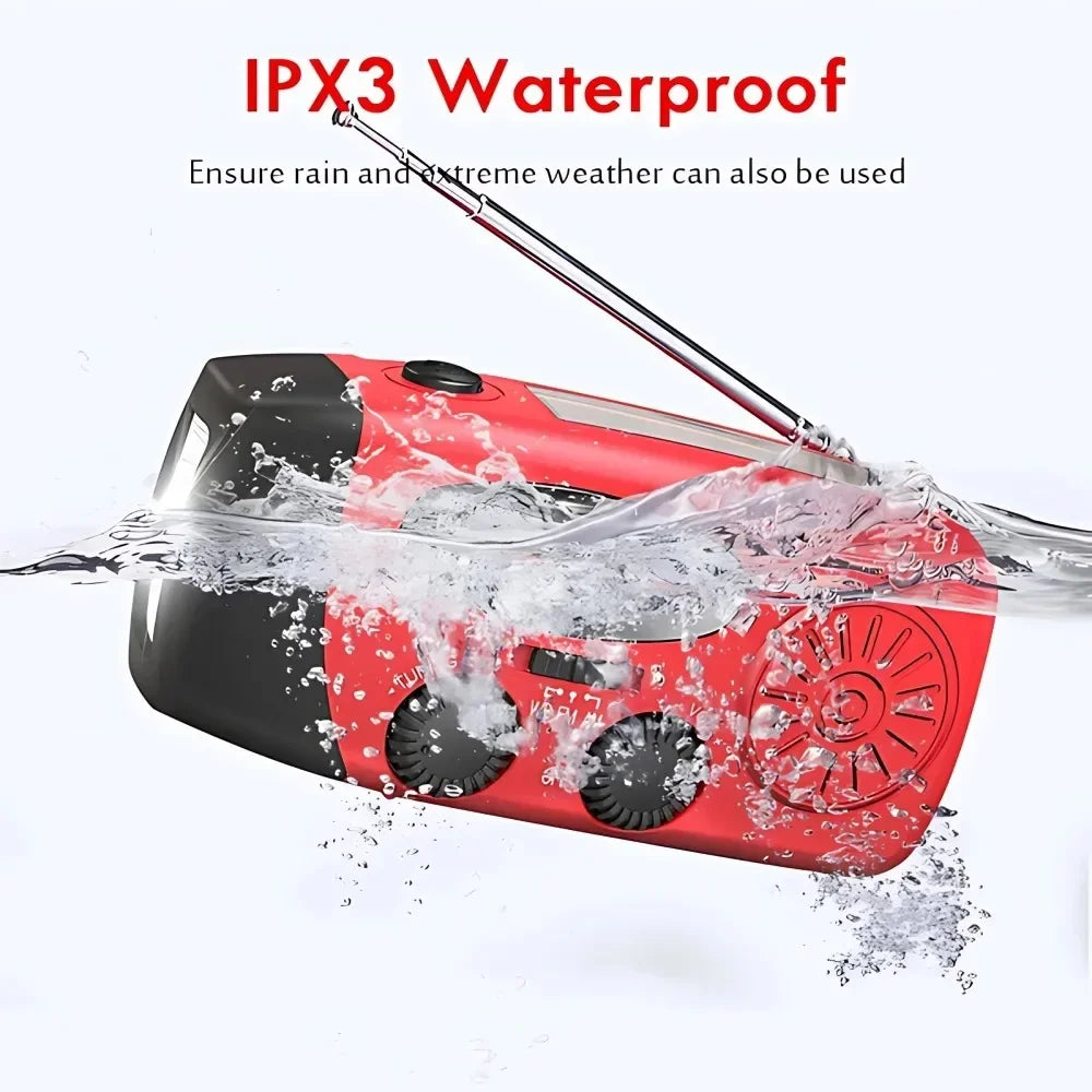 Solar Hand Crank Emergency Weather Radio With Flashlight