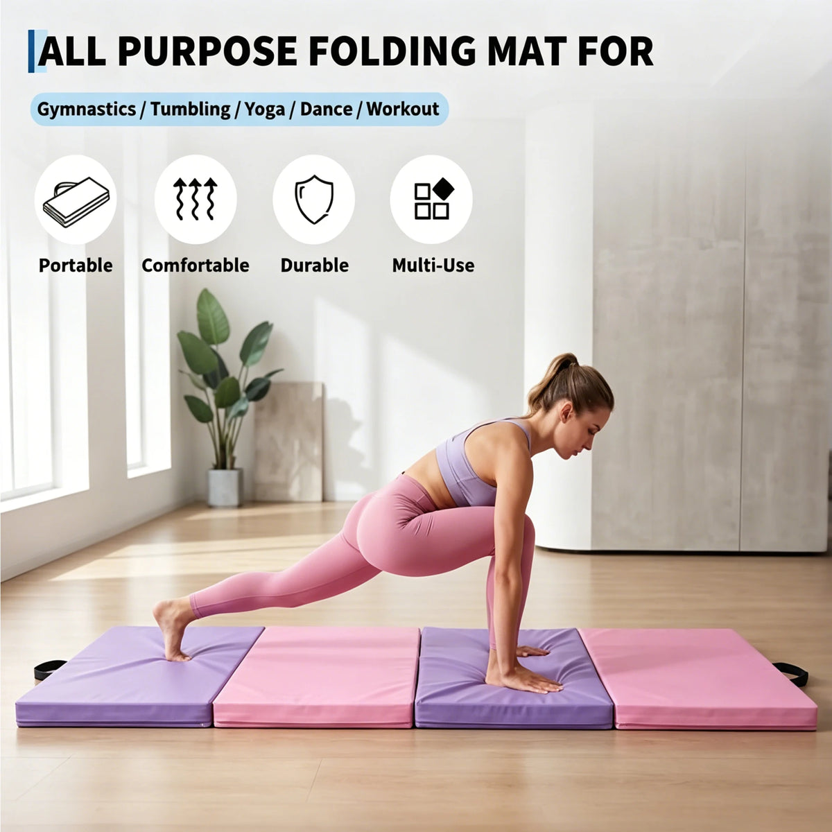HiMISS Folding Gymnastics Mat For Home Gym Yoga Pilates