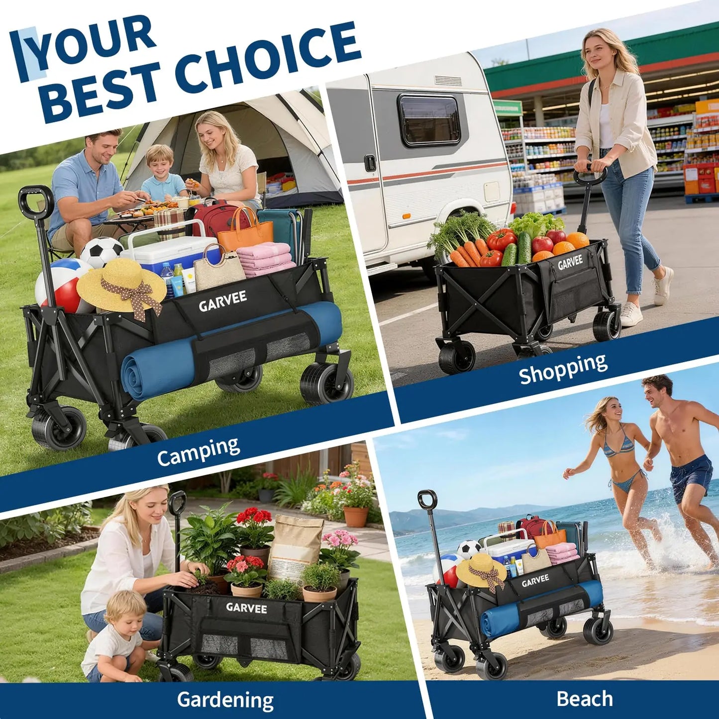 Acekool Heavy Duty Foldable All Terrain Wagon Cart