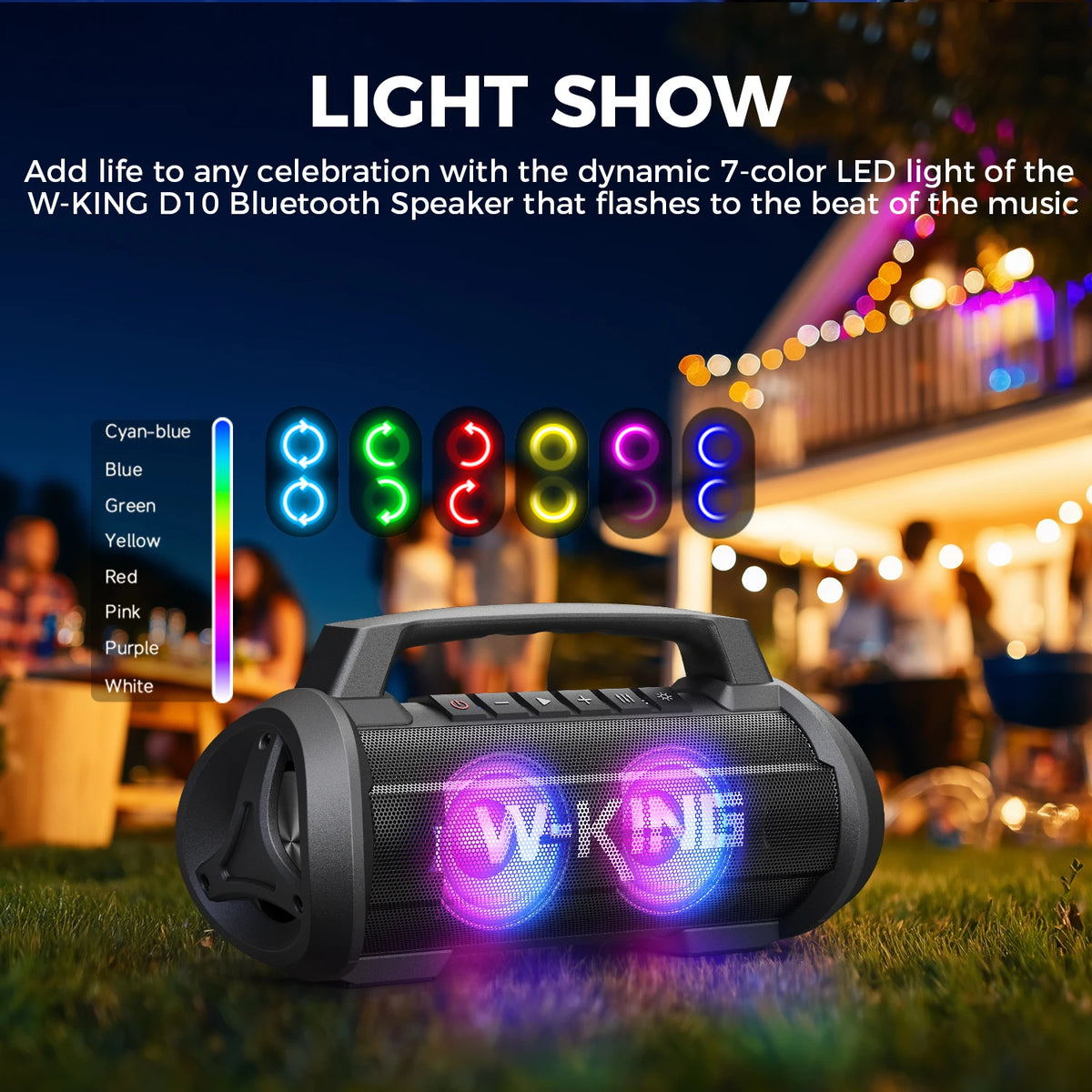 W-King 70W Bluetooth Portable Speaker Waterproof Subwoofer